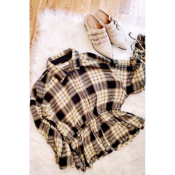 NWT We The Free Pacific Dawn Plaid Peplum Top XS - Picture 10 of 11